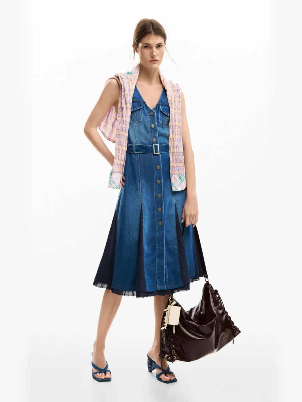 Desigual blousejurk medium blue denim, foto 4