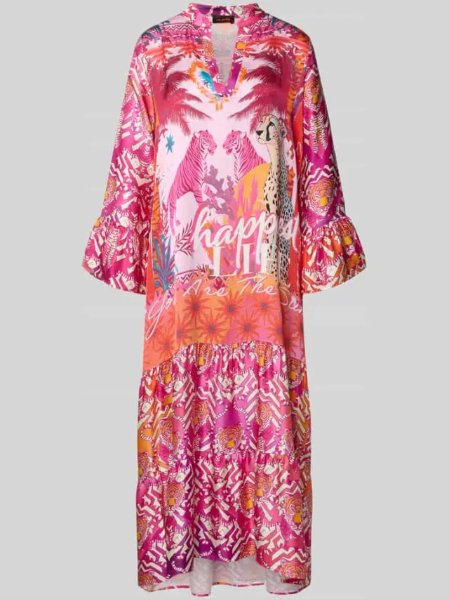 miss goodlife Tuniekjurk van viscose met trompetmouwen rood, foto 2