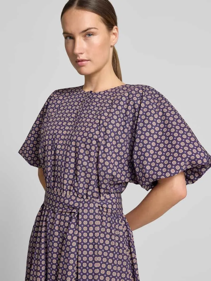 Rich & Royal Midi-jurk in all-over look met Strikceintuur aubergine, foto 4