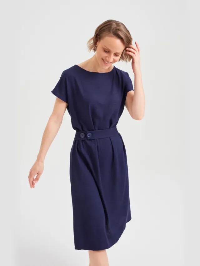 AYANI dames vegan Jurk Sati Total Eclipse Marineblauw Extra donkerblauw