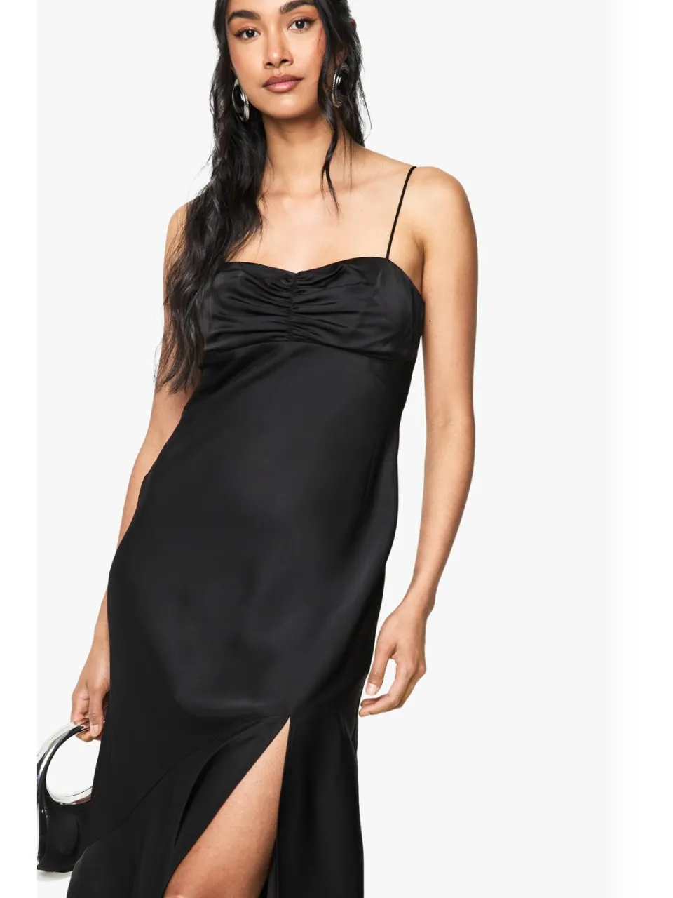 boohoo Dames Satijn Maxi Jurk zwart, foto 3