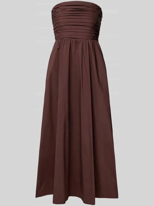 Forever New midi-jurk in off-shoulder-look model 'Matisse Ruched' chocoladebruin, foto 2