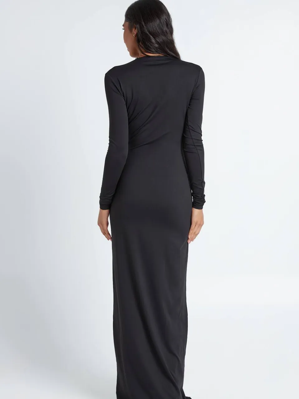 boohoo Dames Lange Basis Superzachte Maxi-jurk Met Vierkante Hals En Lange Mouwen zwart, foto 4