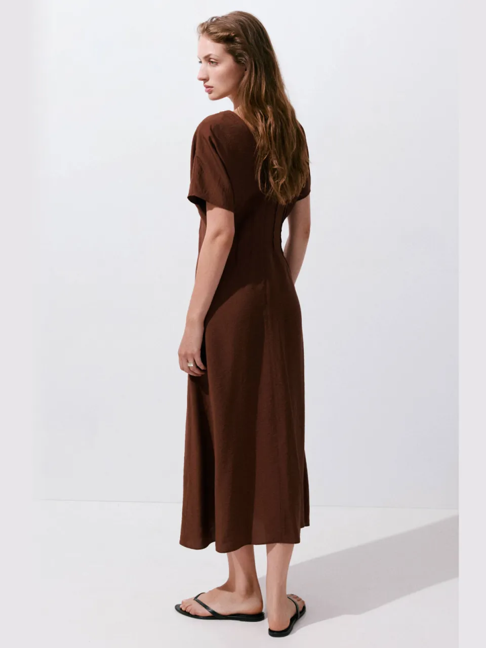 Mango midi jurk - donkerbruin, foto 5