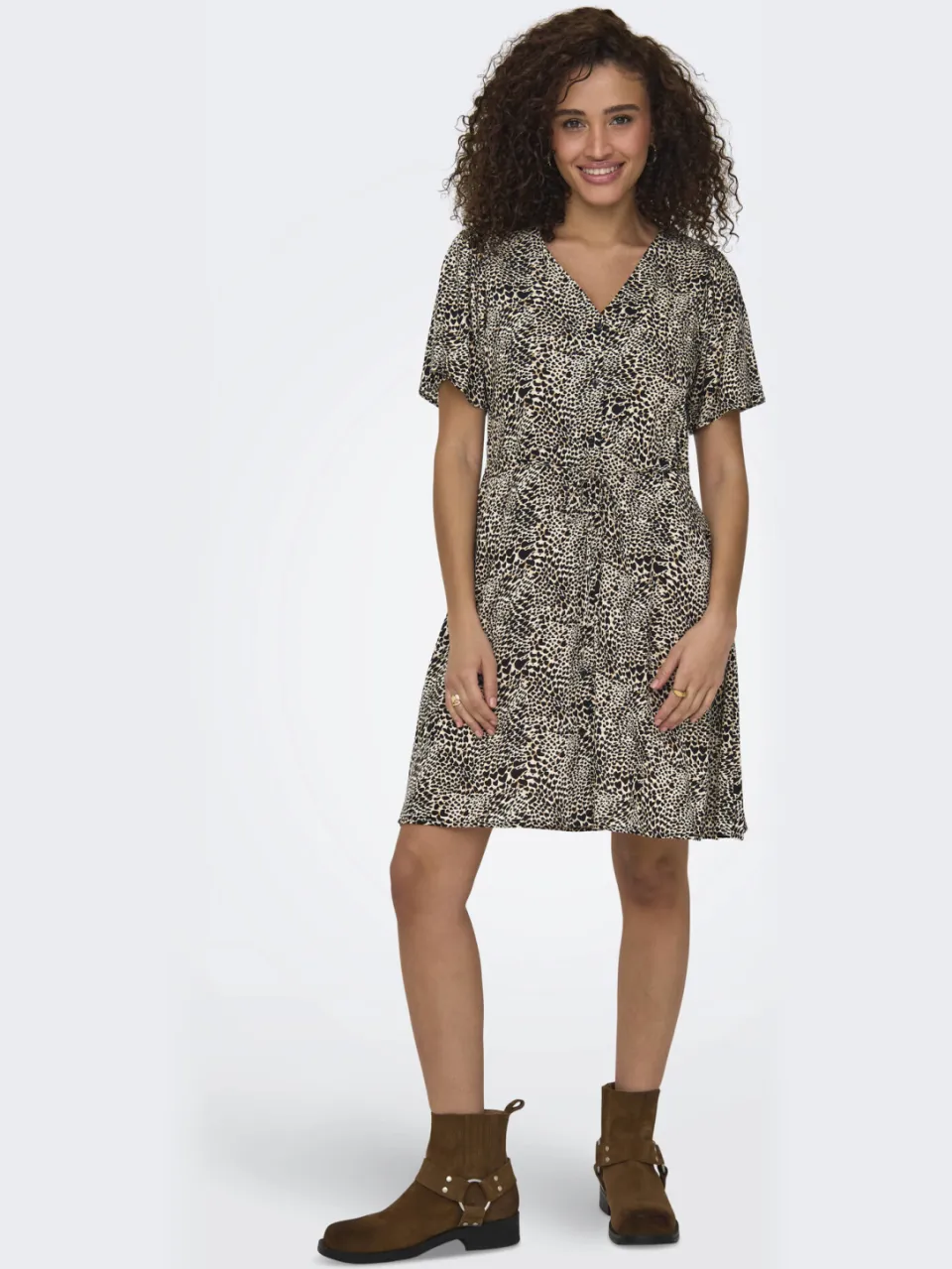 Only korte jurk bruin, foto 4