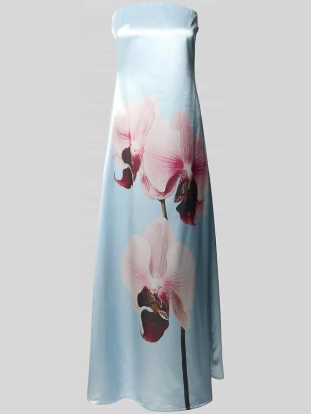 Yas Cocktailjurk in bandeaumodel model 'ORCHIDA'' lichtblauw, foto 2