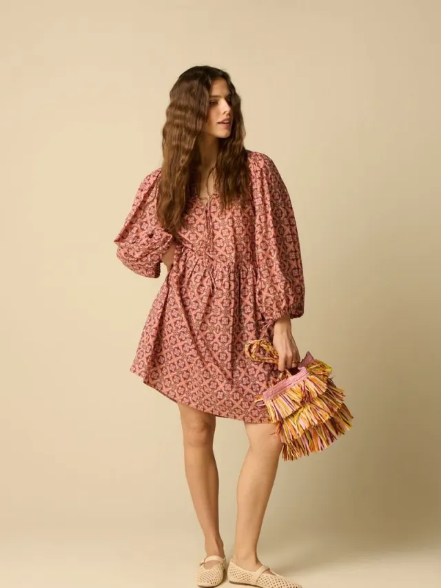 Sissy-Boy Donkerrode midi jurk met print D.Rood