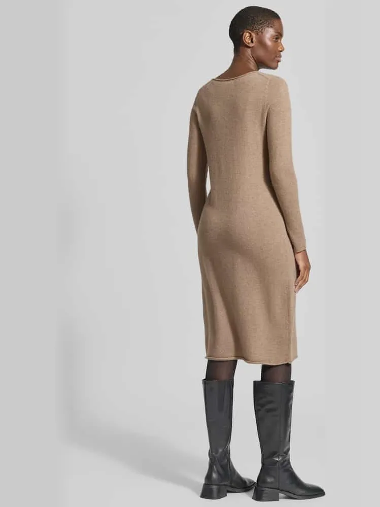 Christian Berg Woman Slim fit jurk van puur kasjmier in tricotlook roodbruin gemêleerd, foto 3