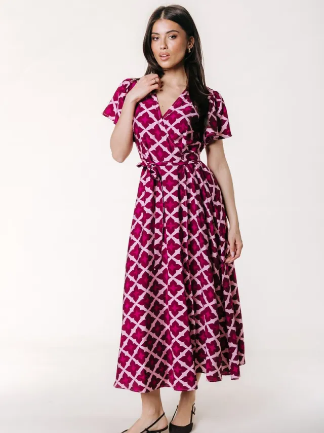 Colourful Rebel Ava Geo Real Wrap Maxi Dress Multicolor