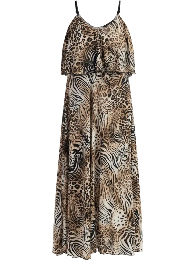 Faina Maxi-jurk met dierenprint beige