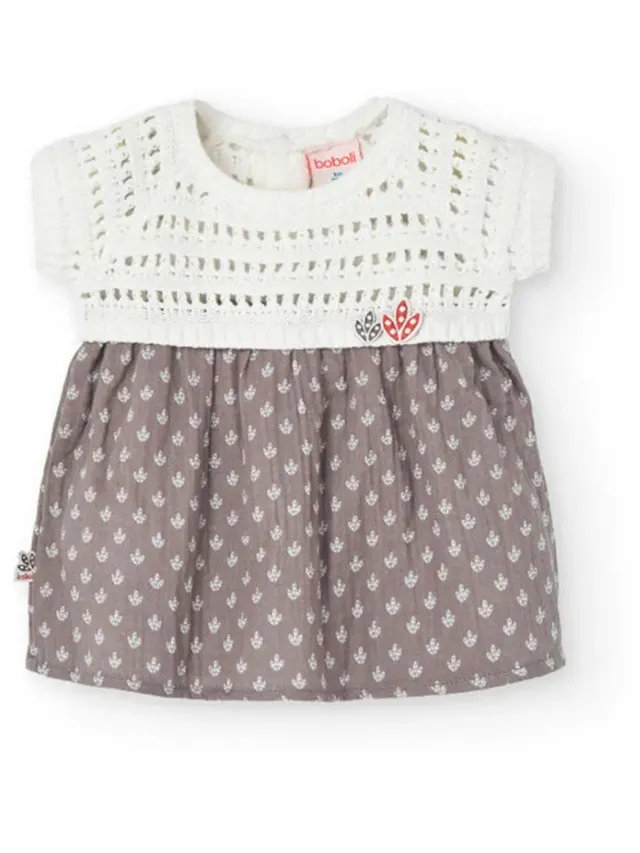boboli Knitwear Combined Korte Mouw Jurk Wit,Grijs 6 Months Meisje Chemical White 1