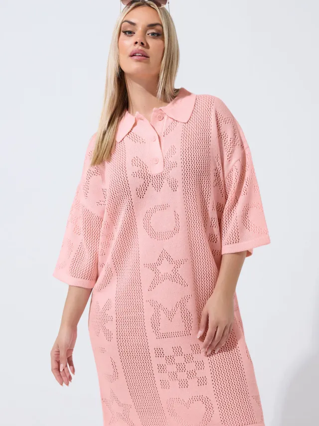Limited Collection Roze Gebreide Jurk-52 Pink