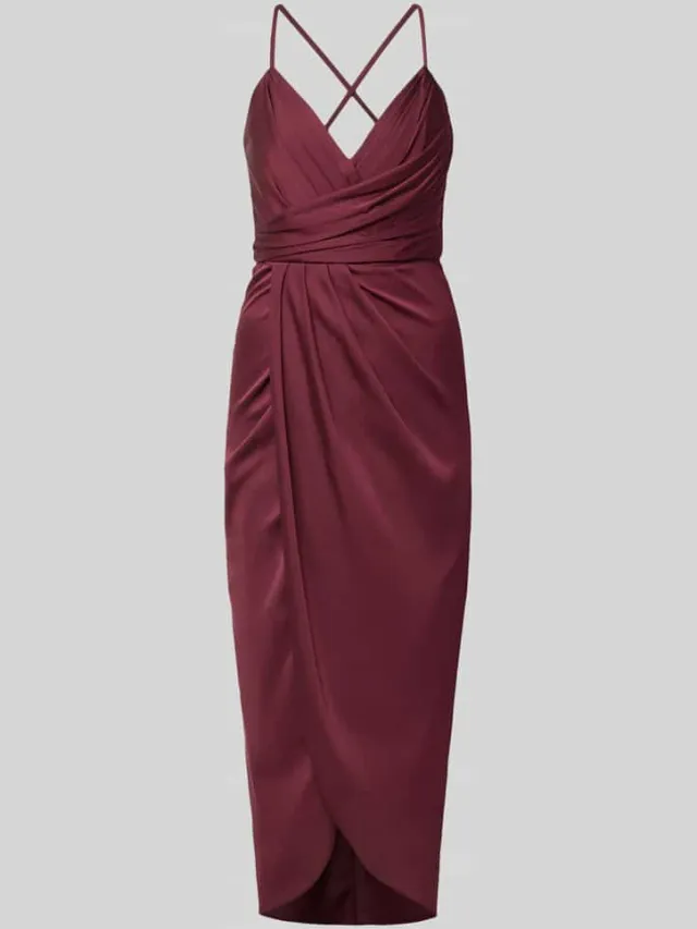 V by Vera Mont midi-jurk met plooien bordeaux, foto 2