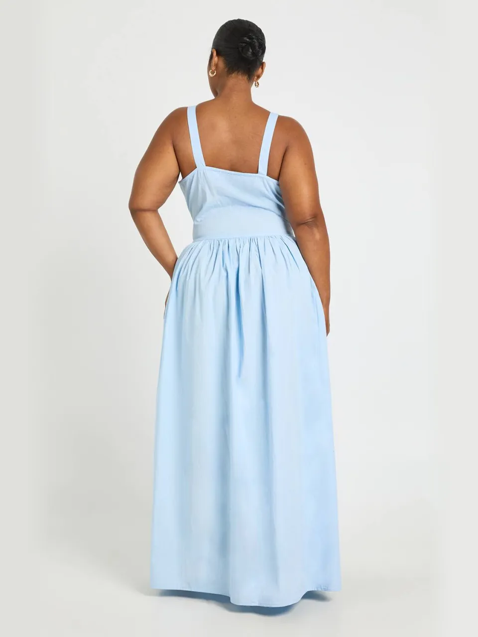 boohoo Dames Plus Maxi Skater Jurk Met Gestructureerd Lijfje Detail En Strikje Vooraan babyblauw, foto 2