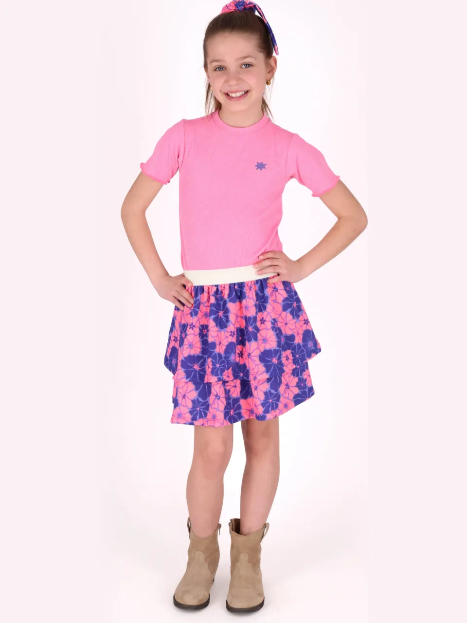 B.Nosy midi jurk roze blauw Roze/blauw