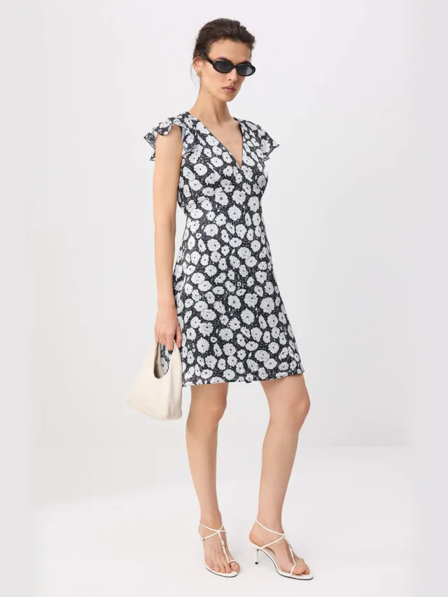 Trendyol TRENDYOLMİLLA Dames Meerkleurig Bloemen Kort / Mini Kort Skater Jurken Veelkleurig