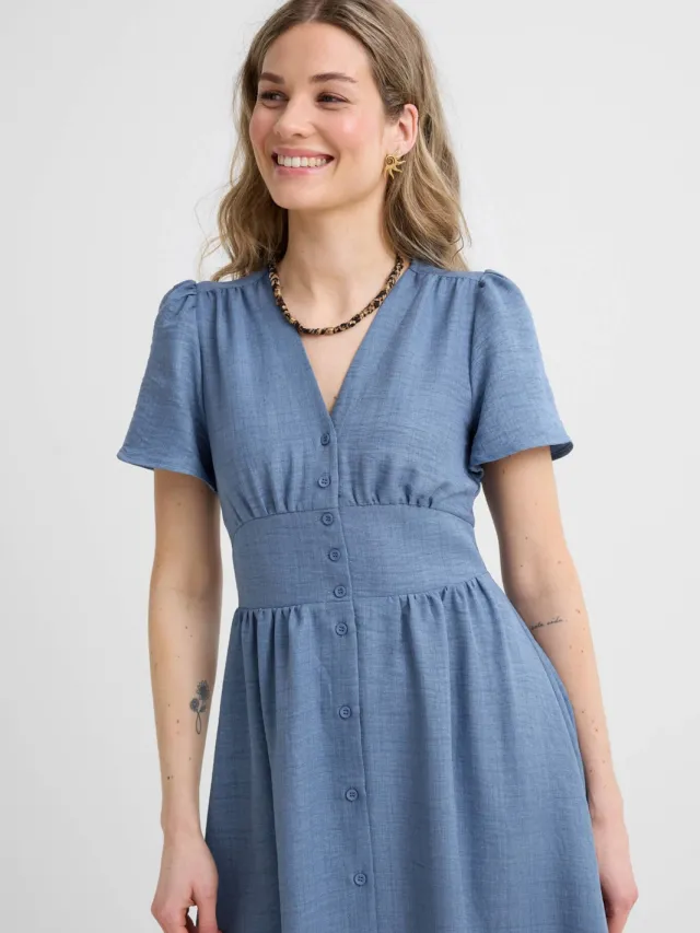 Anytime midi jurk blauw, foto 5