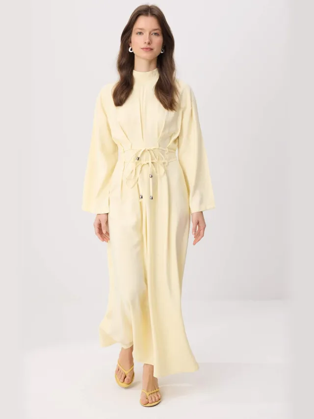 Trendyol TRENDYOLMİLLA Dames Geel Effen Maxi Lang A-lijn Modest Jurken