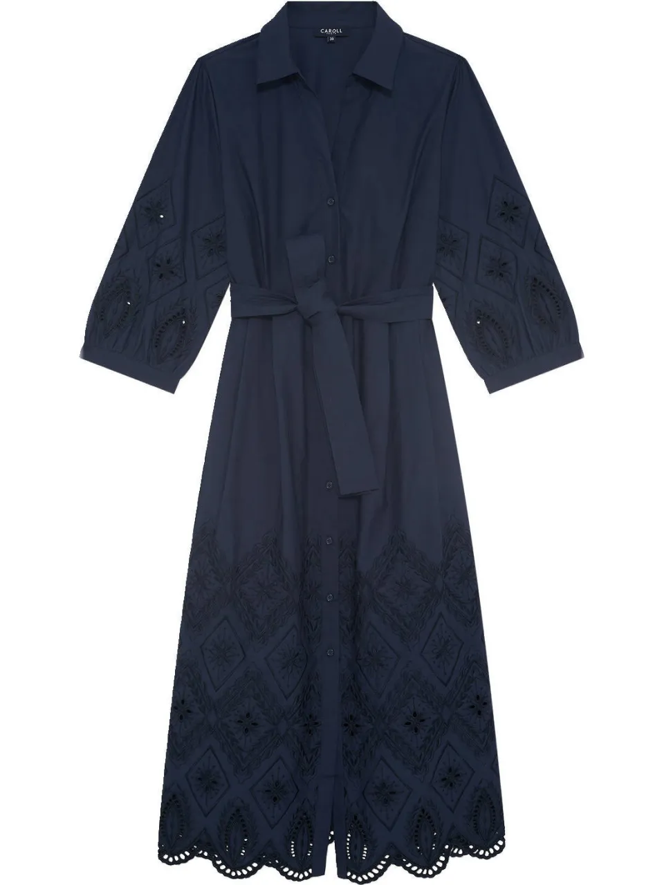 Caroll blousejurk broderie marineblauw, foto 2