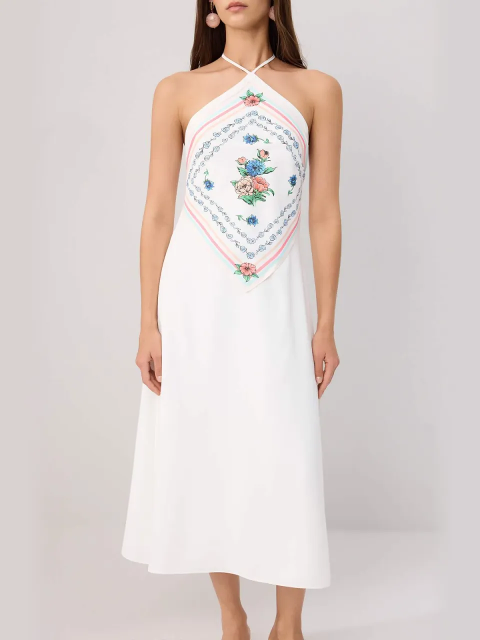 Trendyol TRENDYOLMİLLA Dames Ecru Bloemen Midi Mouwloos Recht Jurken, foto 2