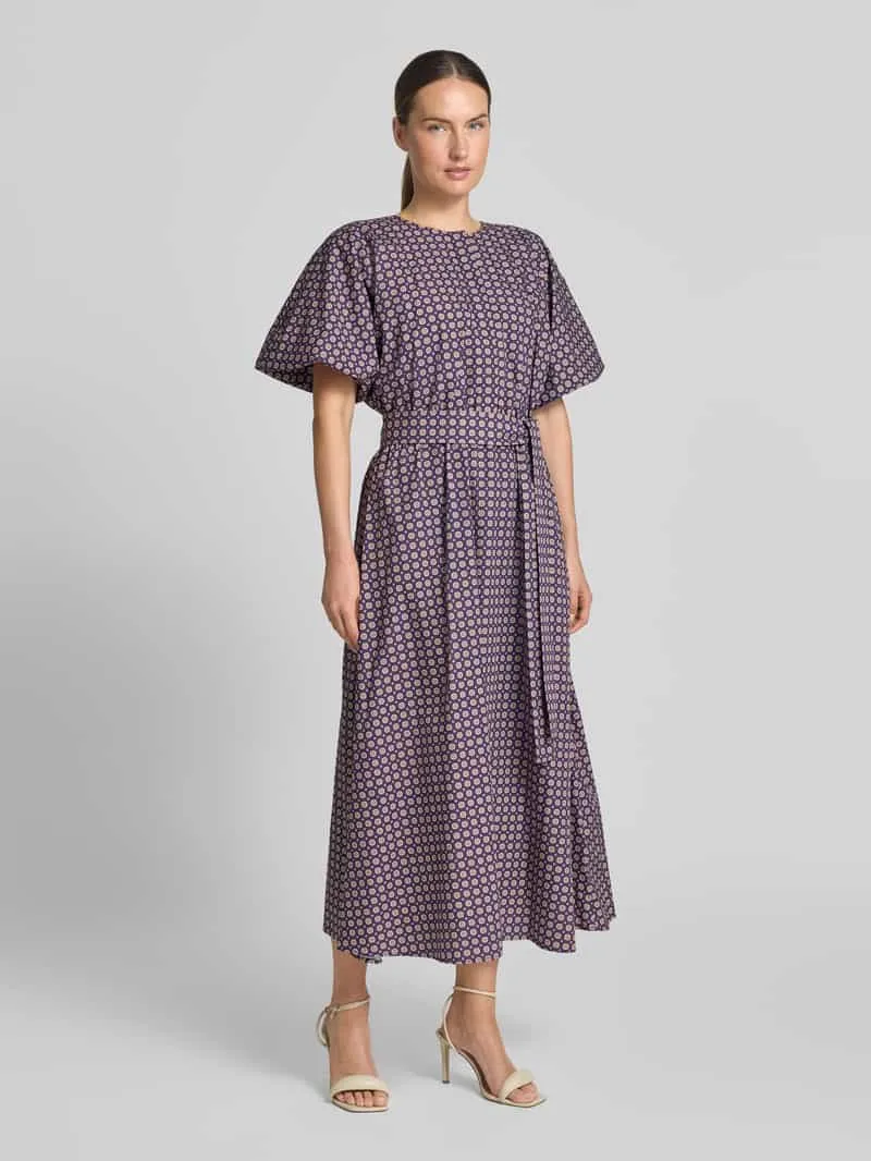 Rich & Royal Midi-jurk in all-over look met Strikceintuur aubergine, foto 3