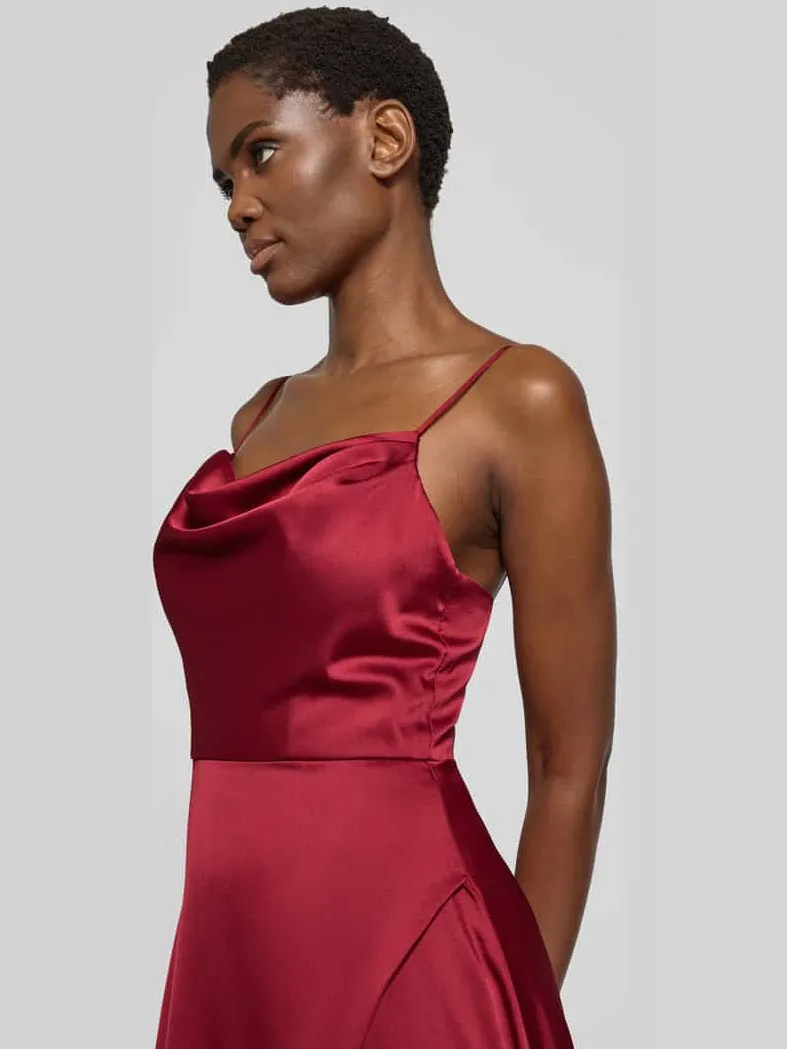 LUXUAR FASHION Avondjurk met loopsplit donkerrood, foto 3