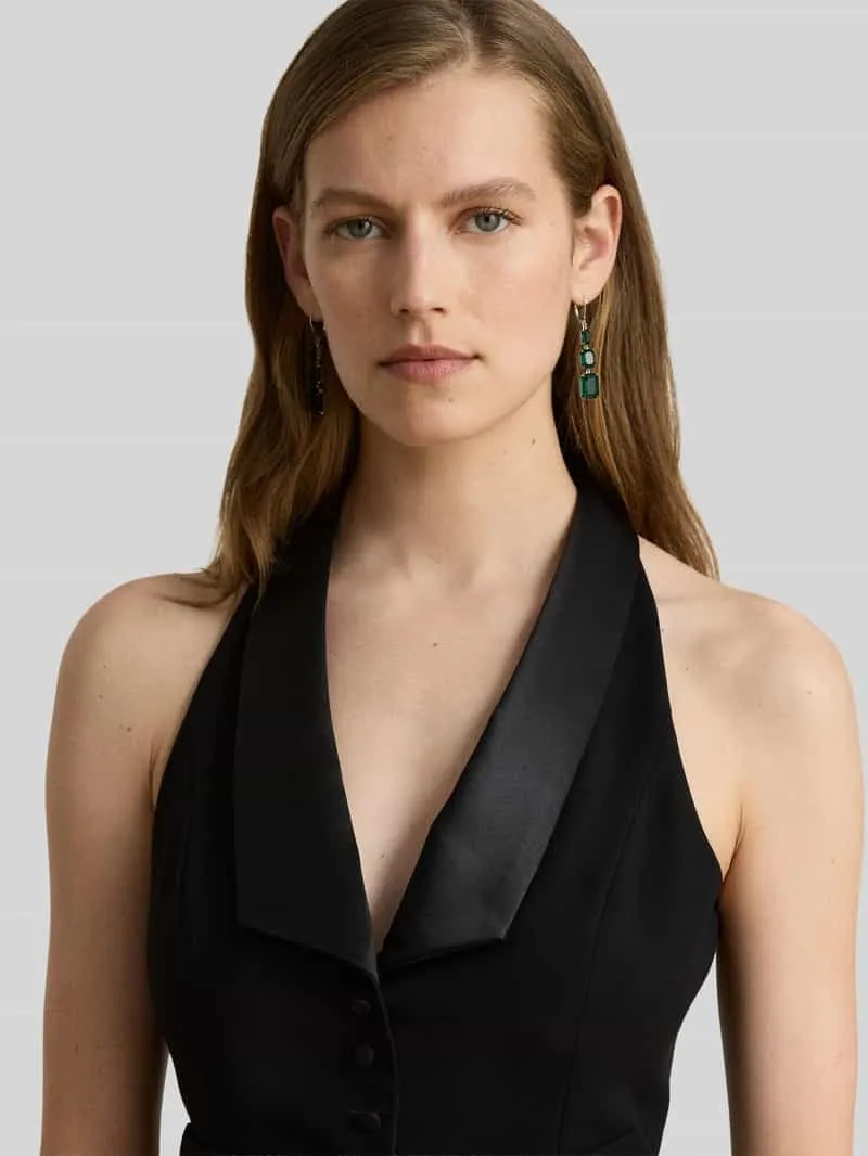 Lauren Ralph Lauren Avondjurk met satijnen revers zwart, foto 3