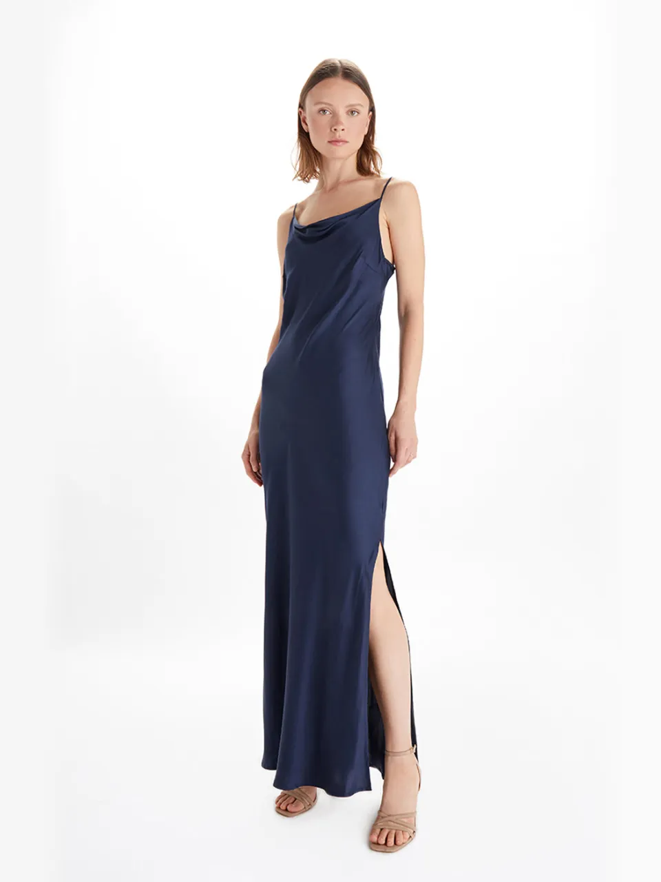 Neu Nomads dames vegan Maxi Jurk Cowl Neck Gown Midnight Extra donkerblauw