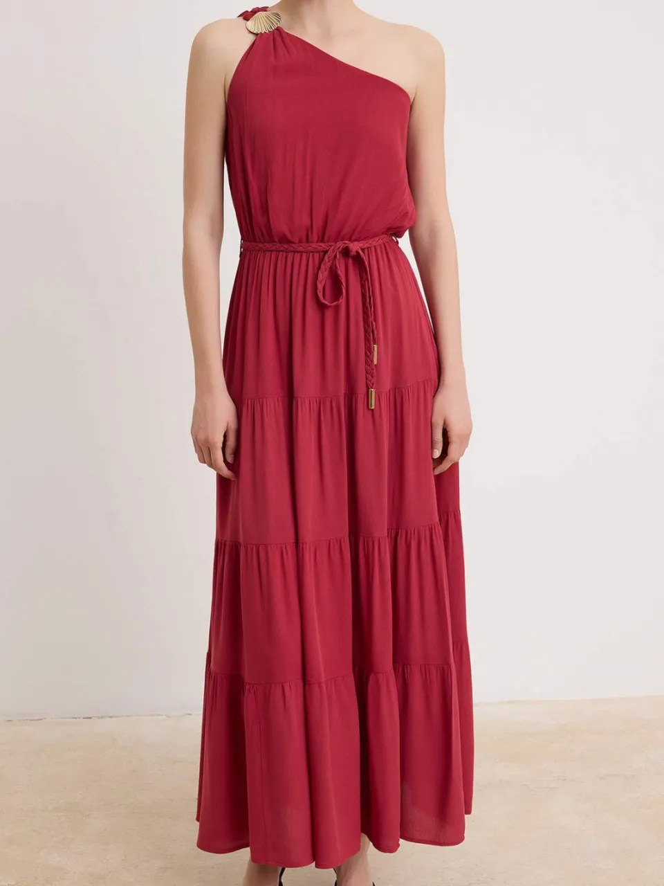 Trendyol TRENDYOLMİLLA Dames Bordeaux Effen Maxi Mouwloos Skater Jurken, foto 2