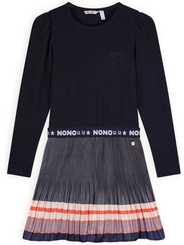 Nono N409-5804 Meisjes Jurk-128 Navy Blazer