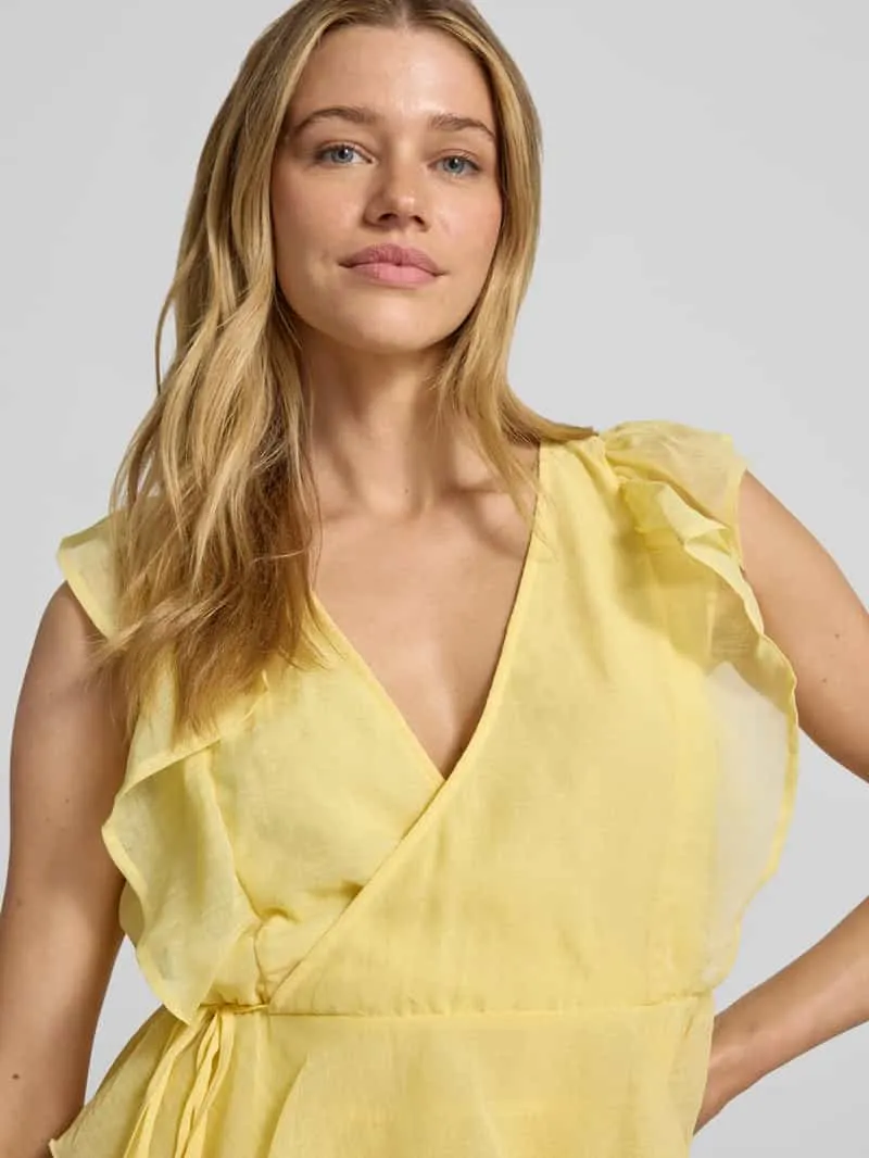 Vero Moda Getailleerde cocktailjurk met wikkellook model 'SABRINA' lichtgeel, foto 5