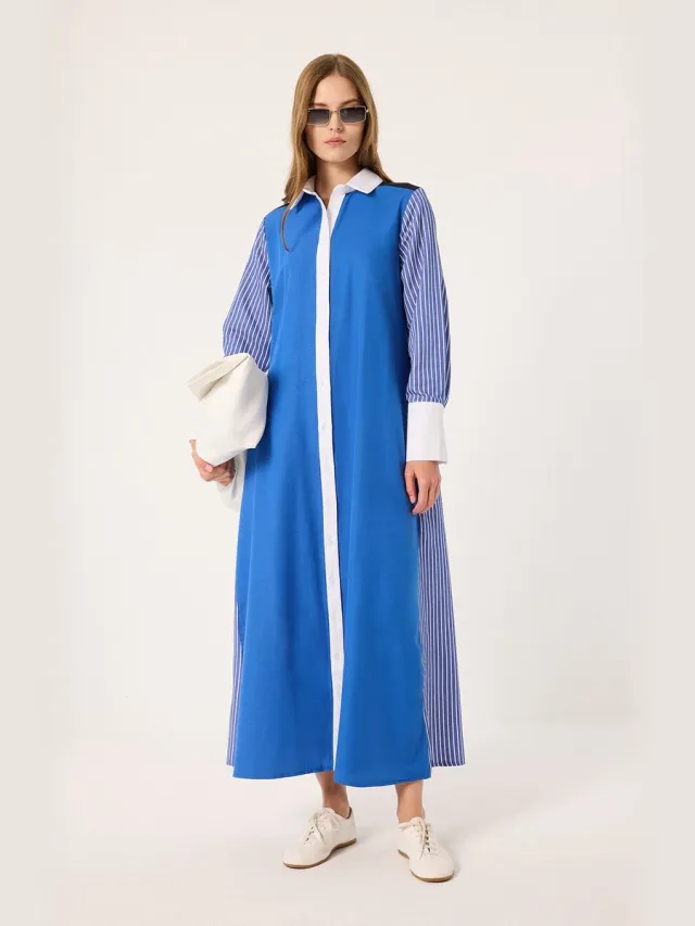 TOUCHÉ PRIVÉ Blousejurk met kleurblokken - Blauw - Dames