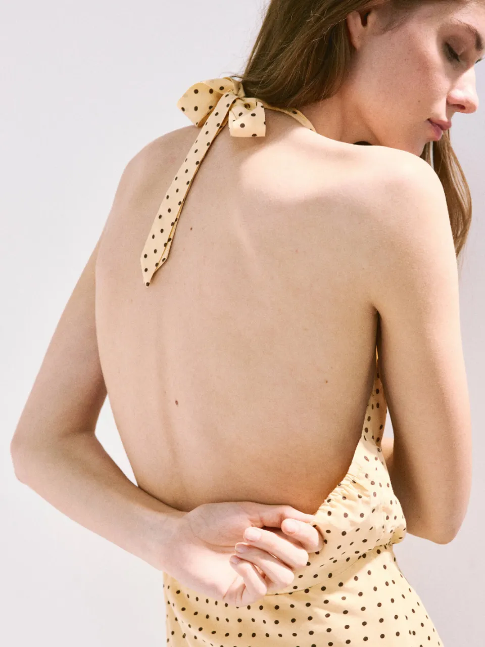 Mango halter mini jurk met stippen - geel, foto 6