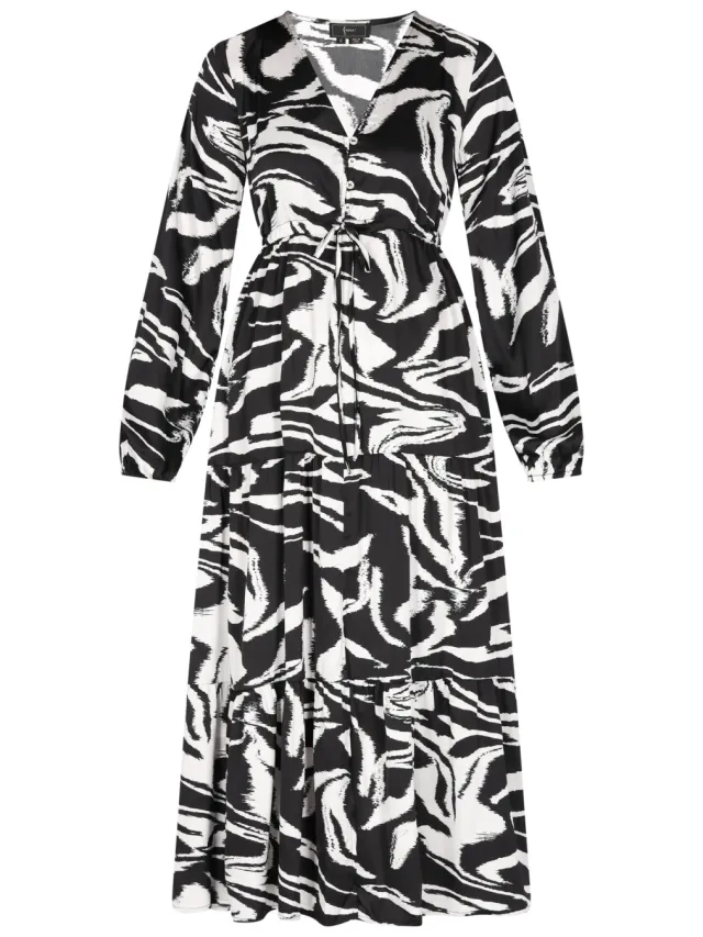 Faina Jurk Dames zwart en wit, foto 2