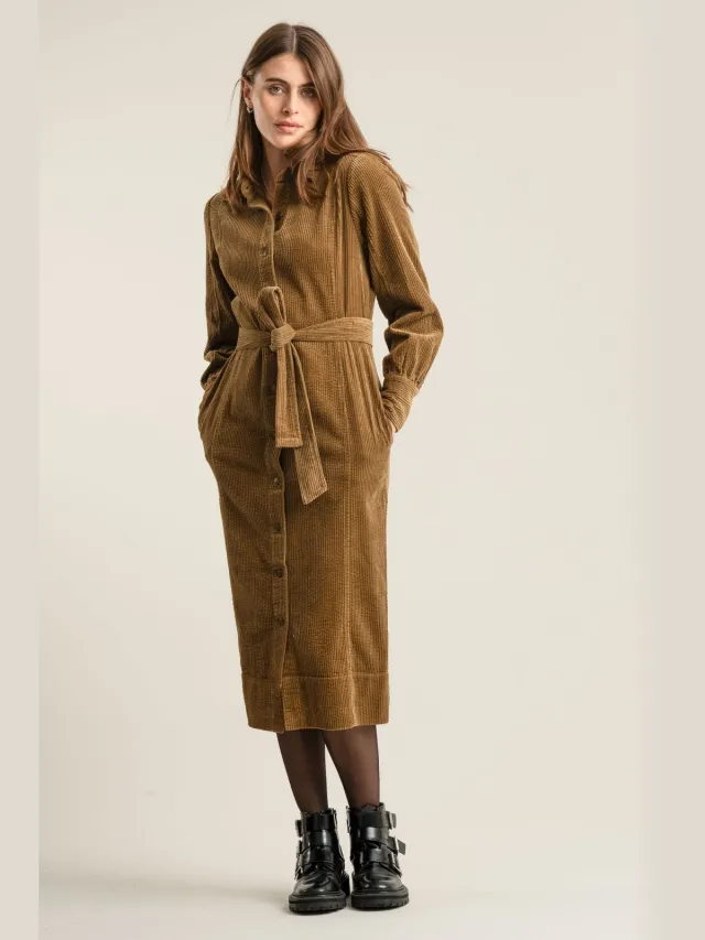 KOMODO dames vegan Jurk Haritti Cord Olijfgroen
