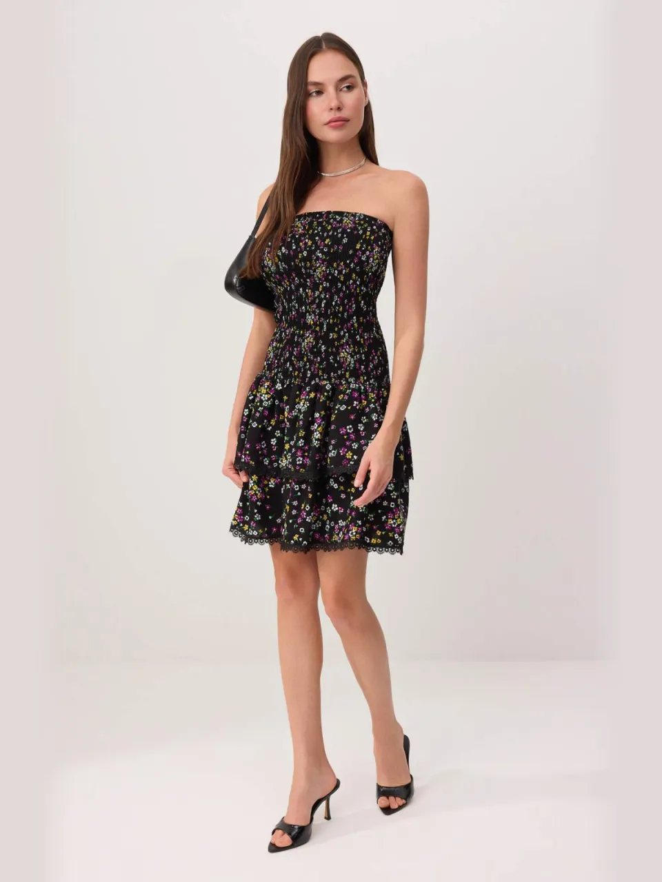 Trendyol TRENDYOLMİLLA Dames Meerkleurig Bloemen Kort / Mini Mouwloos Skater Jurken Veelkleurig
