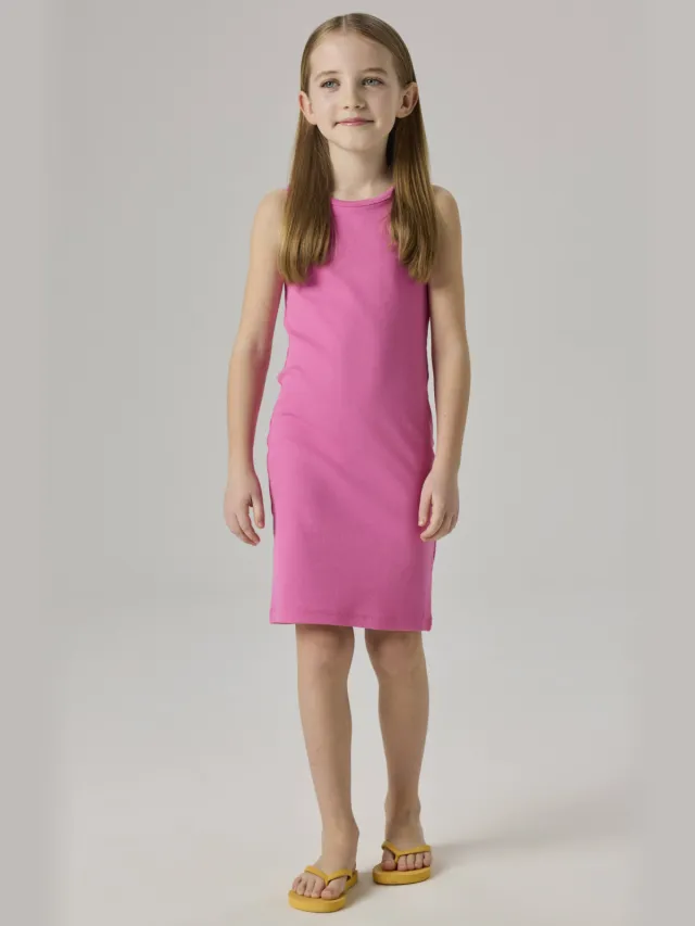 NAME IT KIDS zomerjurk rib gebreid felroze