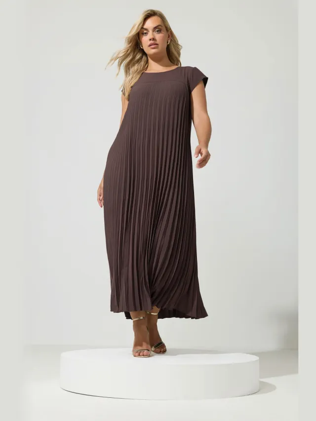 Yours London Chocoladebruine Geplooide Maxijurk Brown