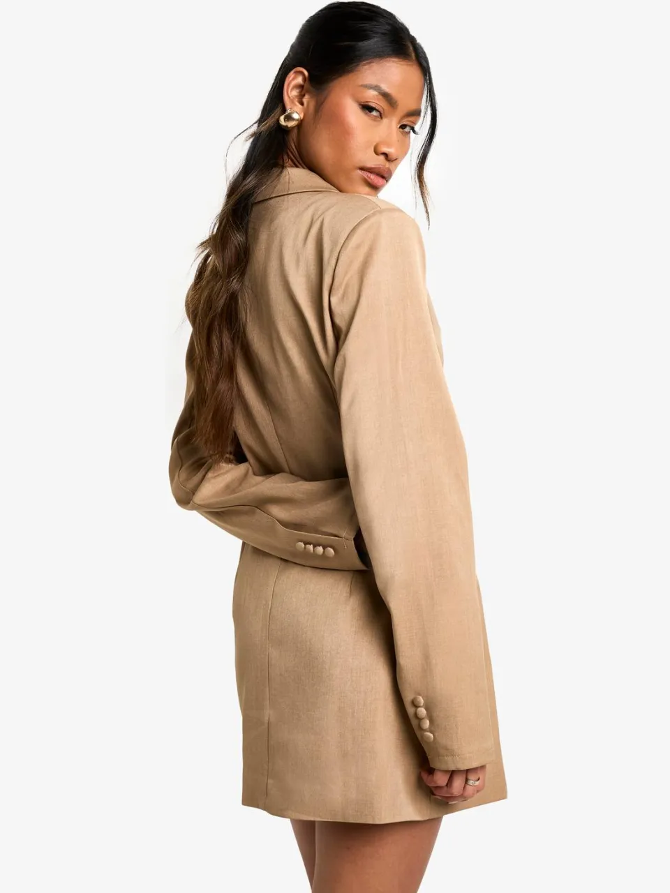 boohoo Dames Gestructureerde oversized wrap blazerjurk steen, foto 2