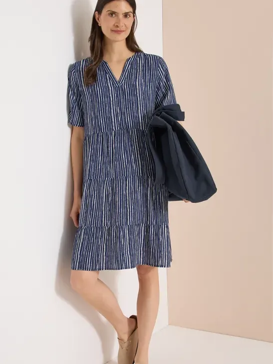 cecil Knielange jurk met gestreept patroon blauw, foto 3
