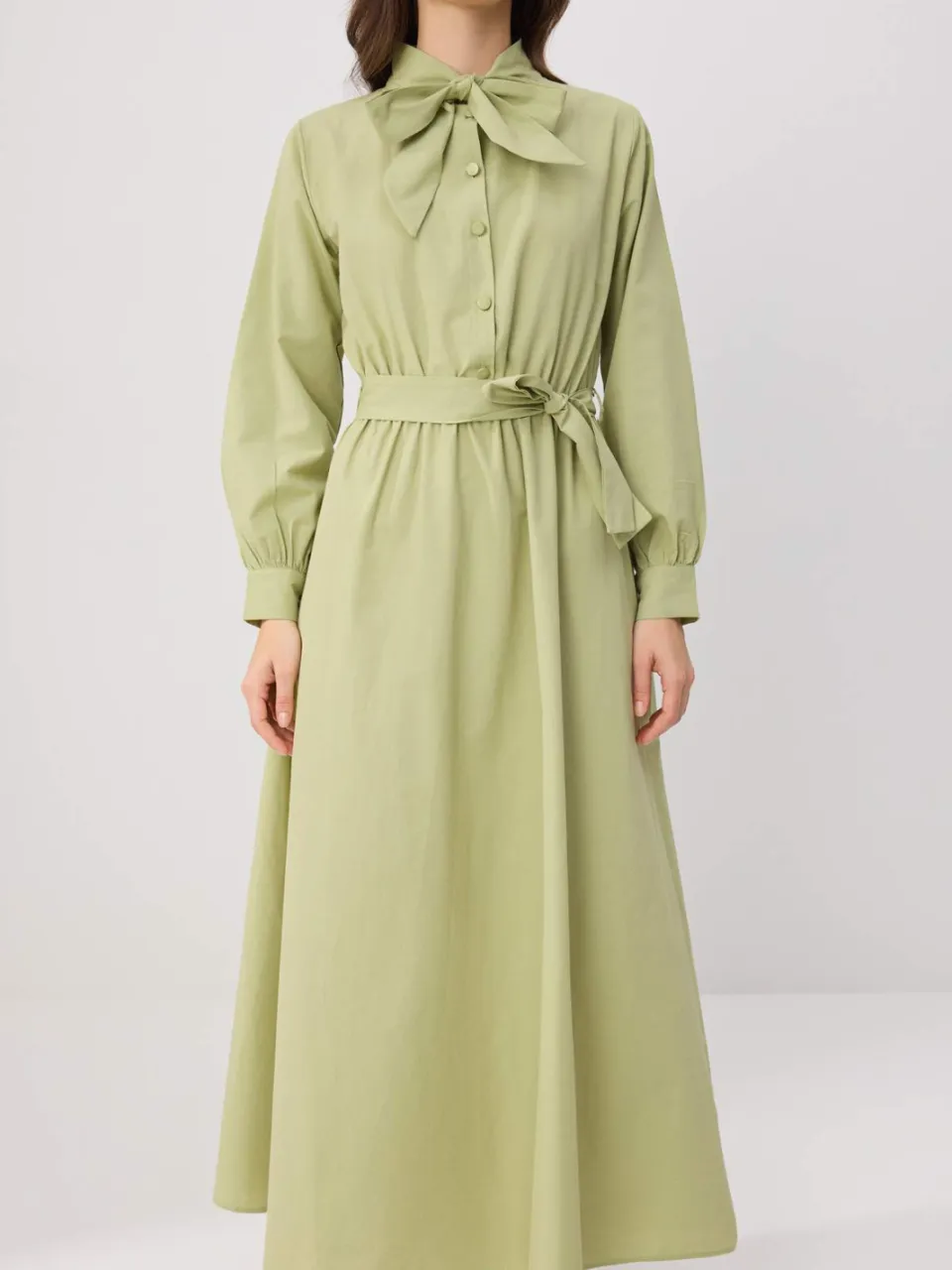 Trendyol Modest Dames Groen Effen Maxi Lang A-lijn Modest Jurken, foto 2