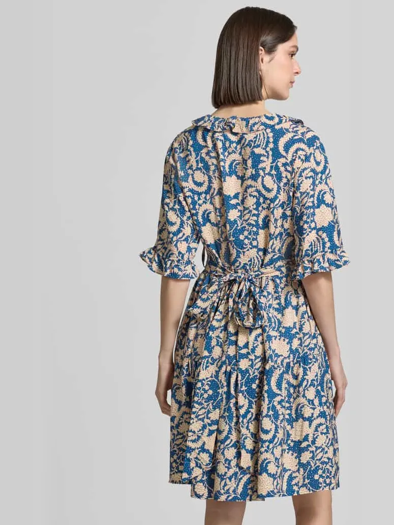 Christian Berg Woman Knie-lange jurk van viscose in all-over look koningsblauw, foto 3
