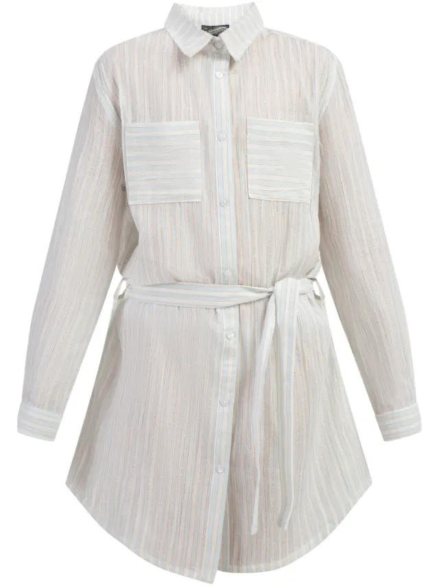 dreimaster Overhemd blouse jurk Meisje Lichtblauwe strepen lichtblauw, foto 2