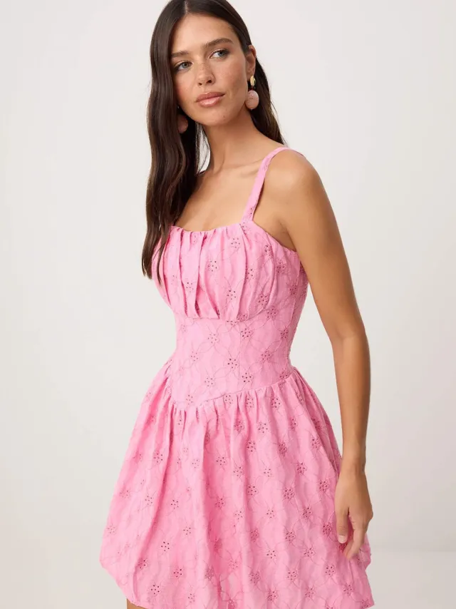 Trendyol TRENDYOLMİLLA Dames Roze Effen Kort / Mini Mouwloos Skater Jurken, foto 2