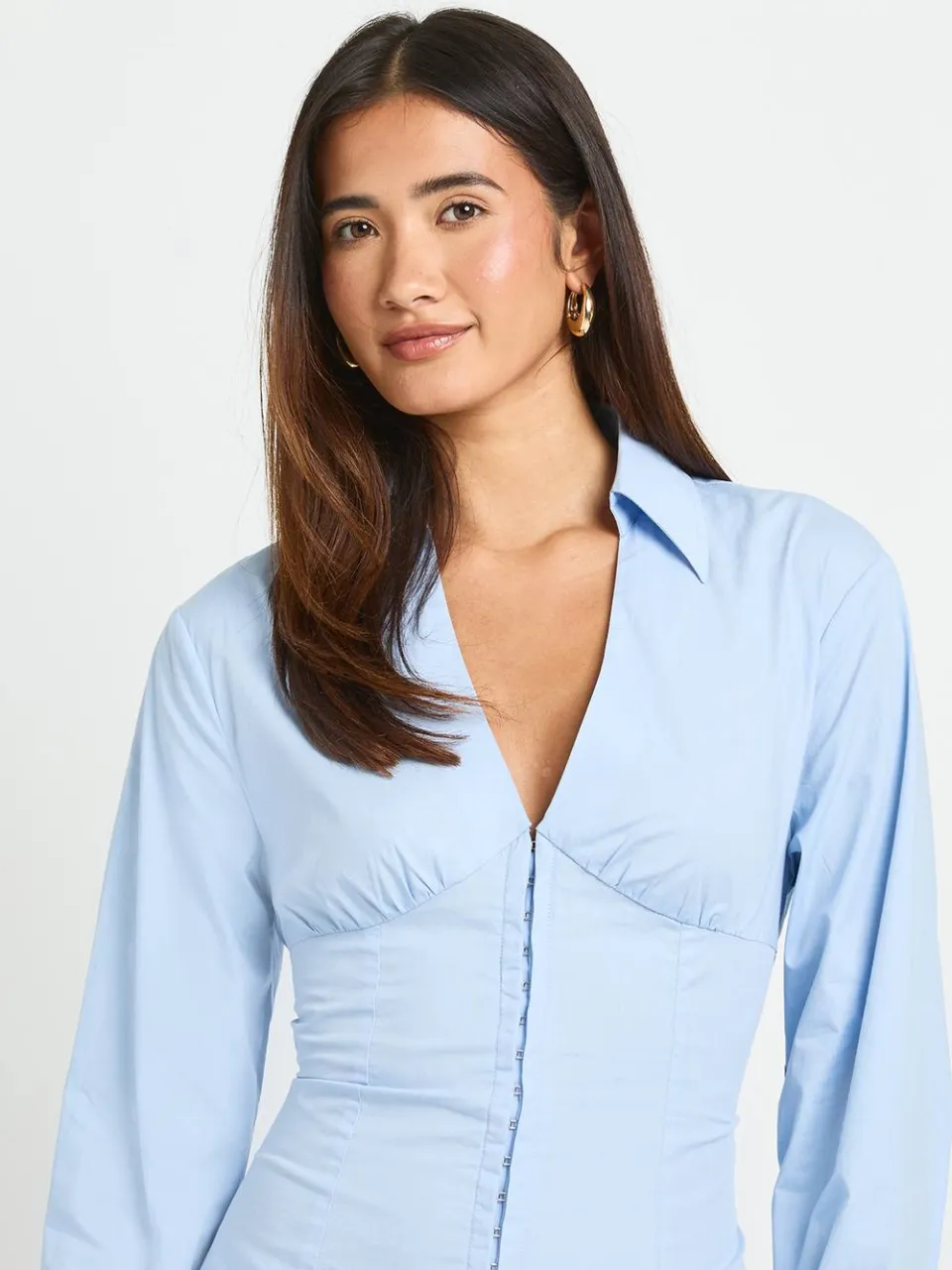 boohoo Dames Verstelbare Jurk Met Rugkoord En Haaksluiting babyblauw, foto 4