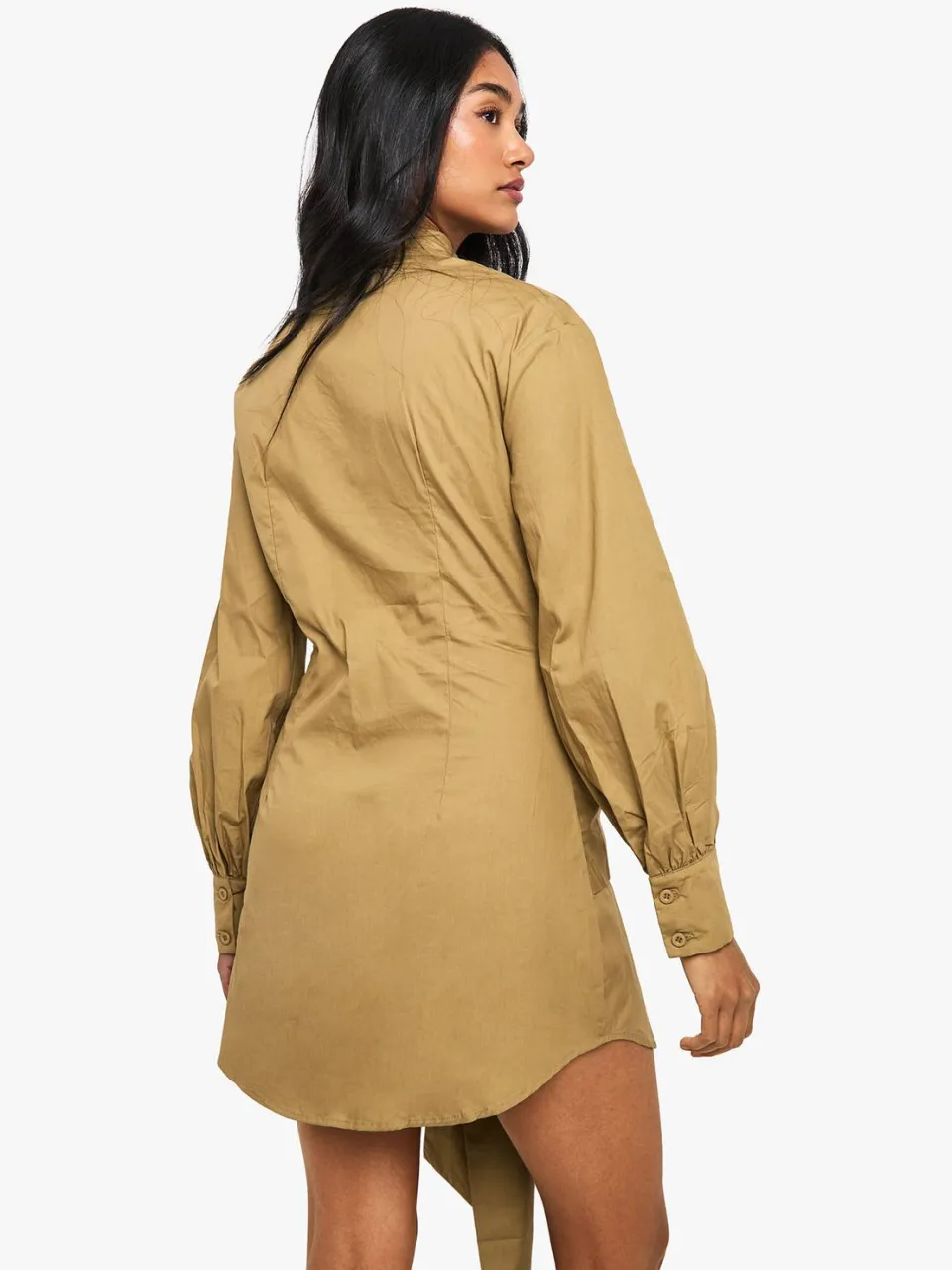 boohoo Dames Wikkel-shirtjurk kaki, foto 3