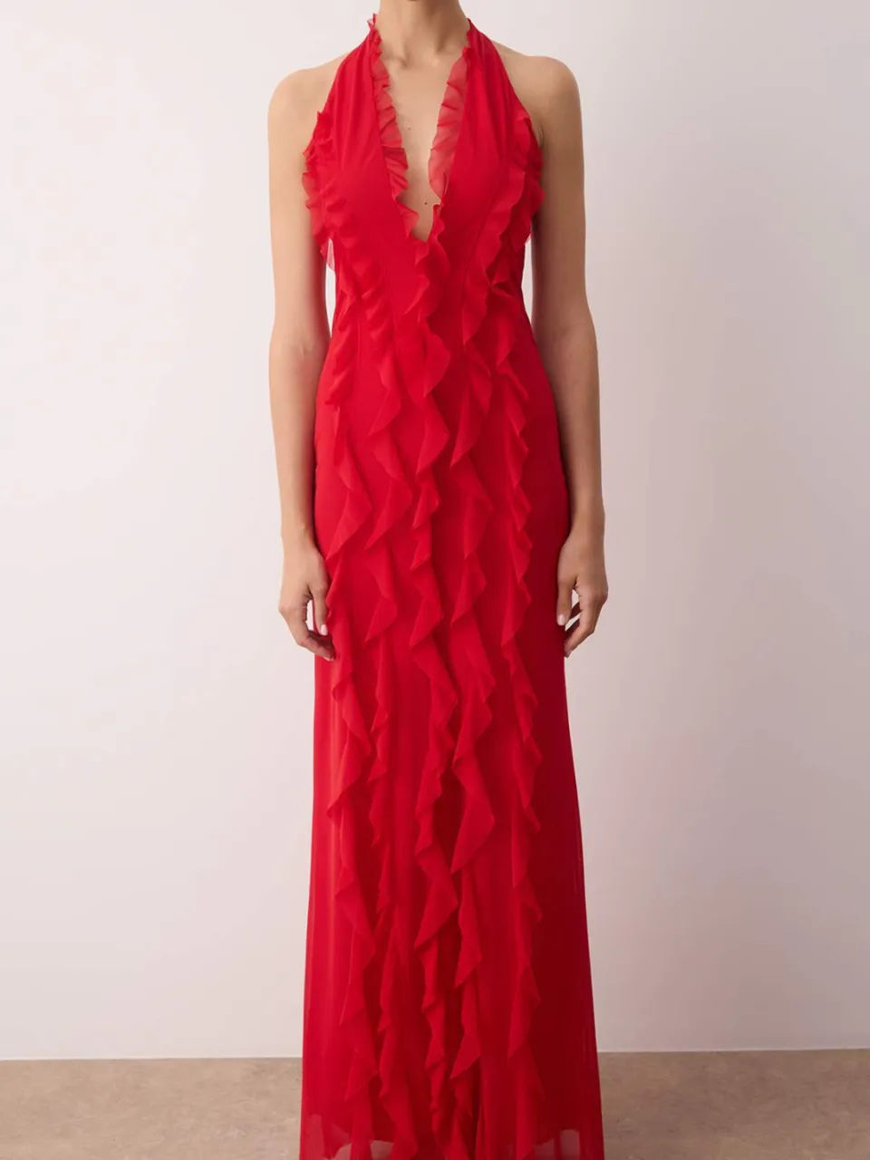 Trendyol TRENDYOLMİLLA Dames Rood Effen Maxi Mouwloos Diploma-uitreiking / Gala A-lijn Avond & Gala Jurk, foto 2