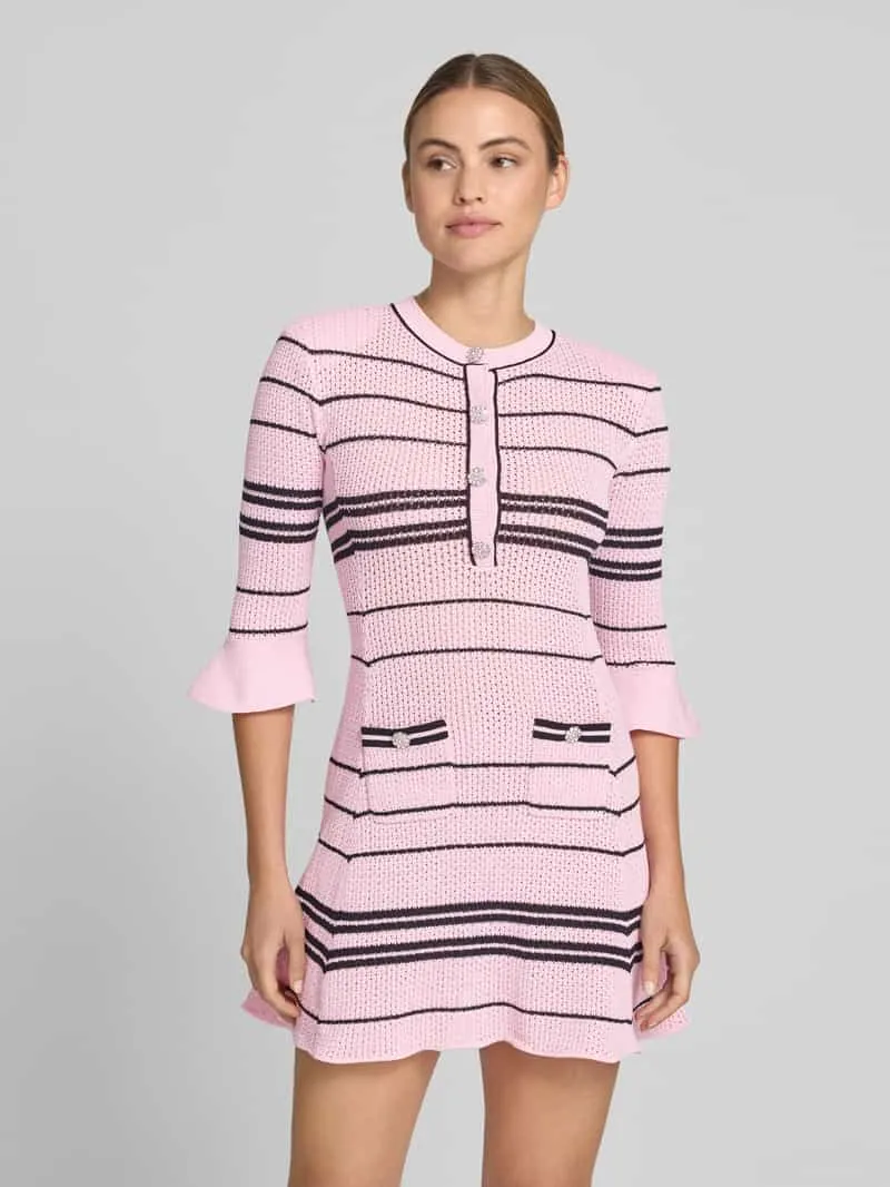Self-Portrait Slim Fit mini-jurk met linnengehalte Felroze