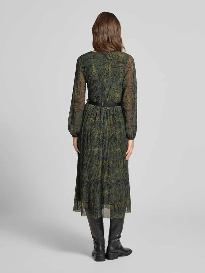 ZABAIONE Midi-jurk van viscosemix model 'Sabia' Kaki