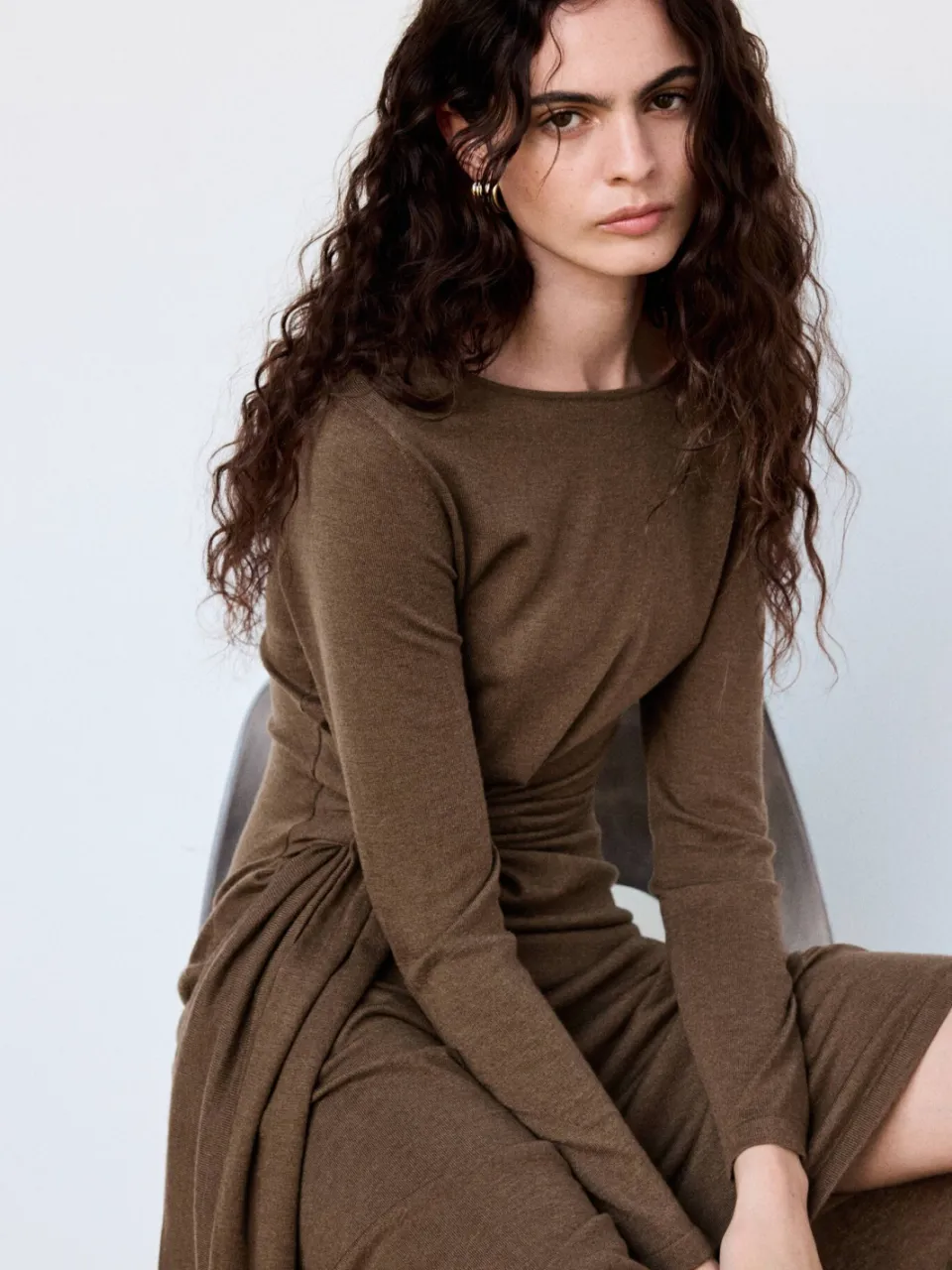 Mango midi jurk - bruin, foto 3